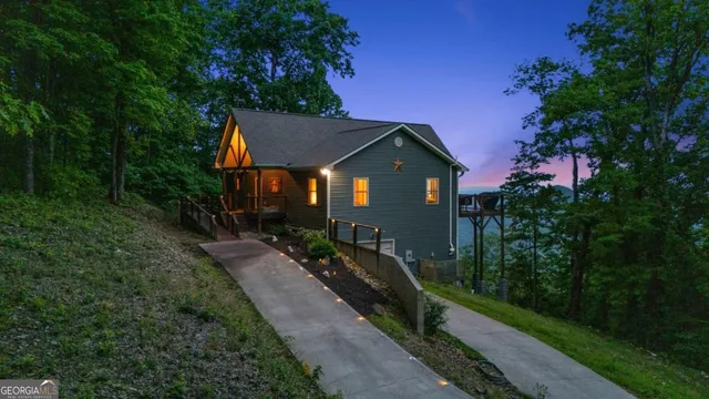 a view of an outdoor space and mountain view