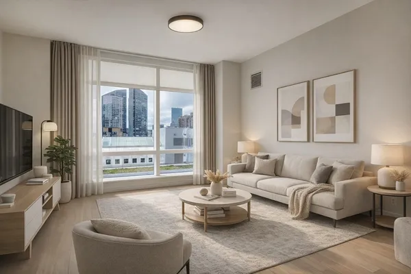 a living room with furniture and a flat screen tv