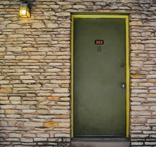 a view of a kitchen with a fridge and wooden floor