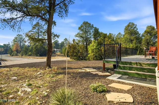 a view of a yard with a tree