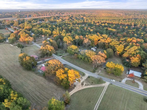 an aerial view of a house