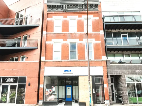 a view of a large building with a large window