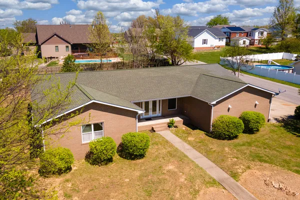 an aerial view of a house