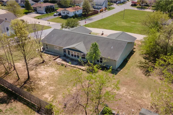 an aerial view of a house