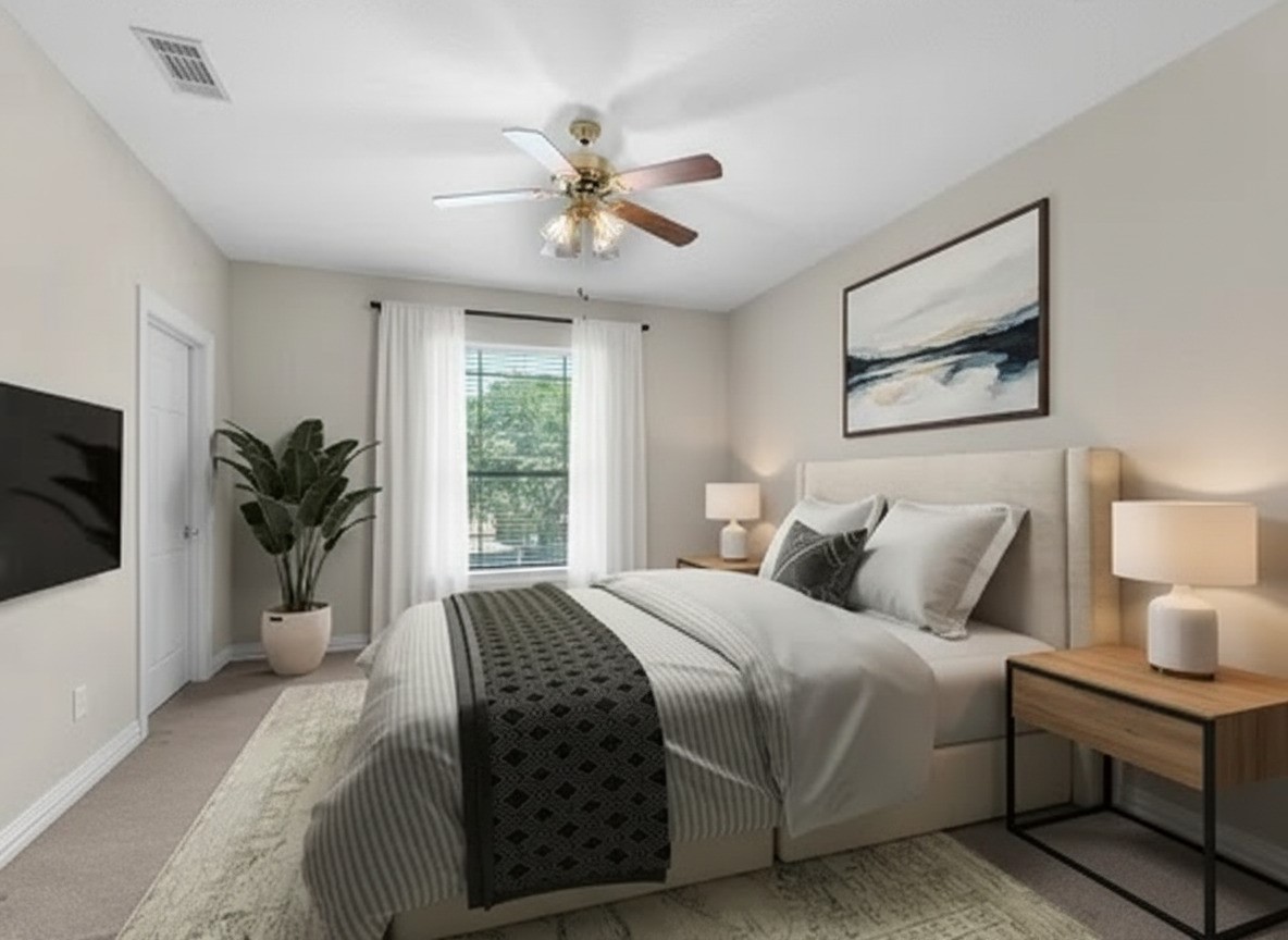 3311 El Dorado Boulevard Missouri City, TX 77459 - Photo 14 of 29 a bedroom with a large bed and a flat screen tv