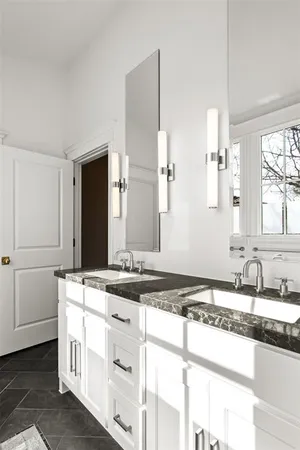 a bathroom with a window