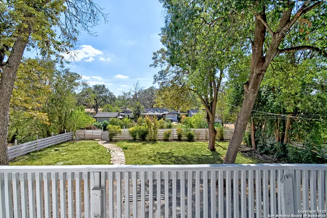 a view of a street with a tree