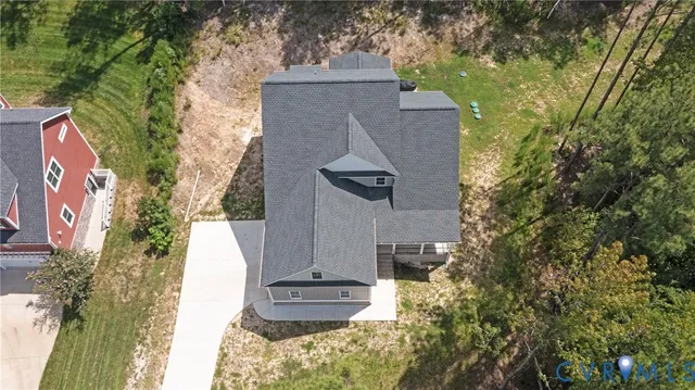 an aerial view of a house