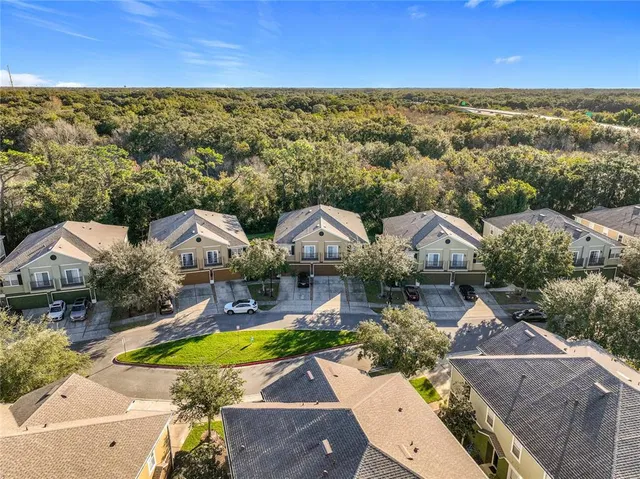 an aerial view of a house