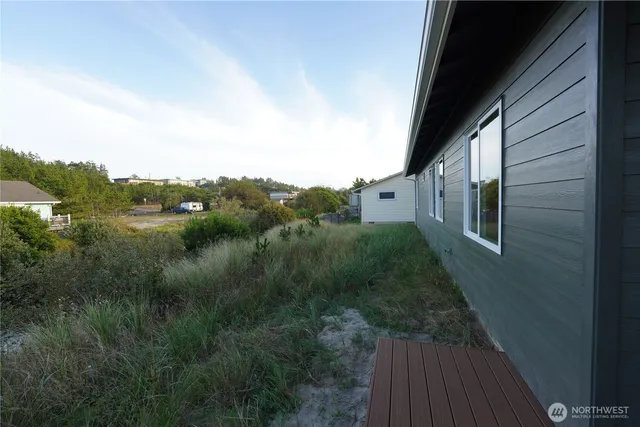 a view of a lake with a city