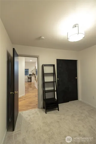 an empty room with closet