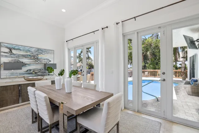 a view of a patio with a tv