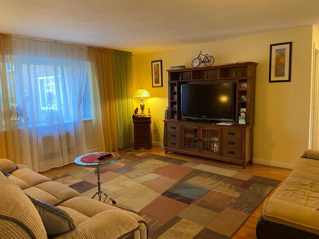 14 Bryon Road, Unit 3 Boston, MA 02467 - Photo 4 of 9 a living room with furniture and a flat screen tv