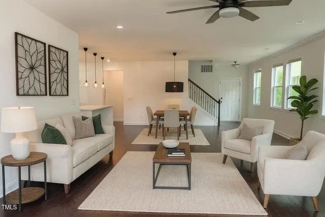 a living room with furniture