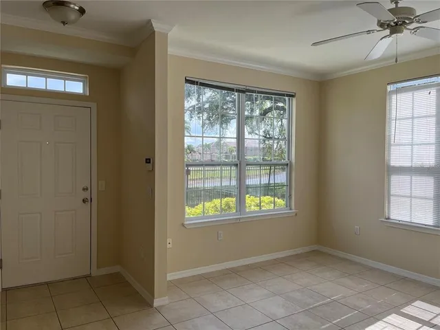 an empty room with windows