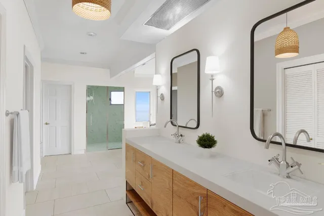 a view of a balcony with wooden floor