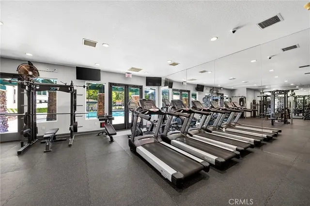a view of a room with gym equipment