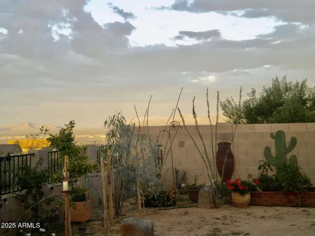 a view of a backyard of a house