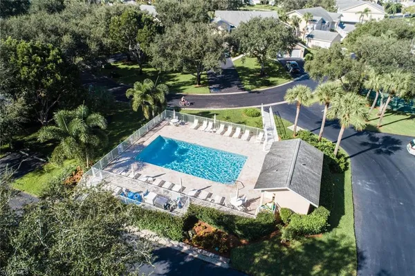an outdoor space with seating