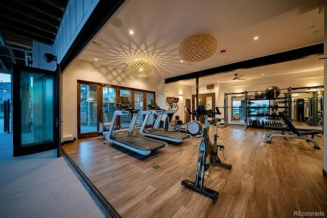 a view of a room with gym equipment