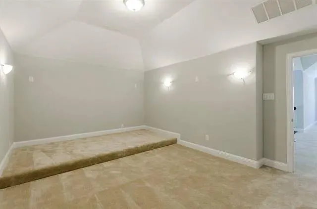 an empty room with a workbench