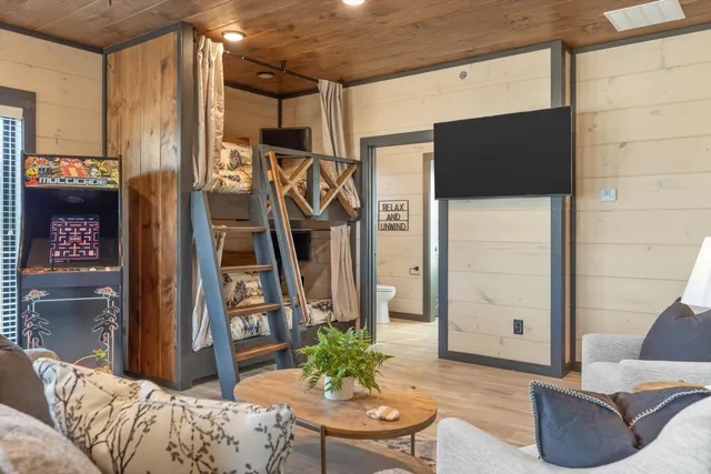 a living room with furniture