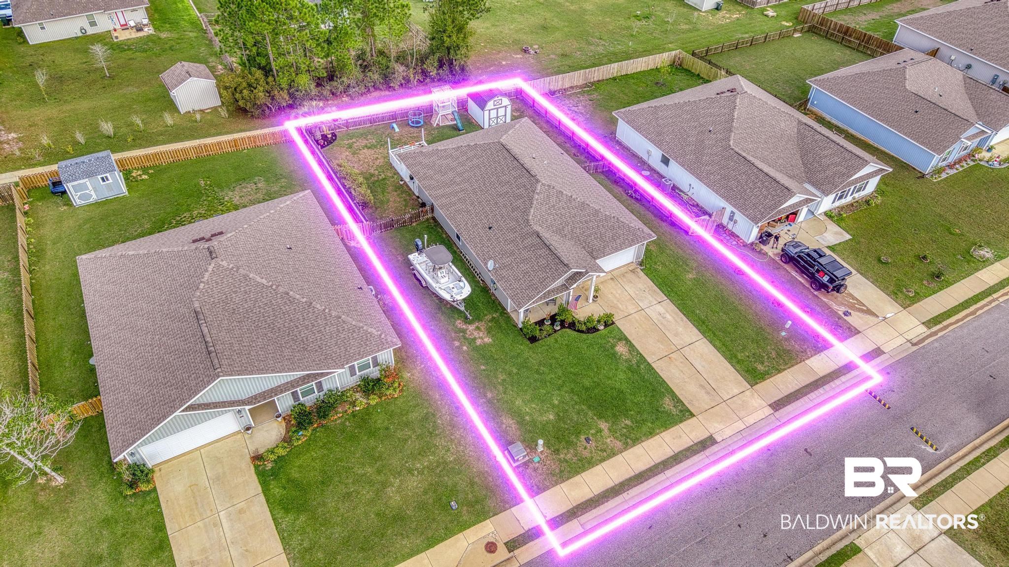 3078 Camino Real Loop Lillian, AL 36549 - Photo 30 of 51 Aerial perspective of suburban area with property boundaries highlighted