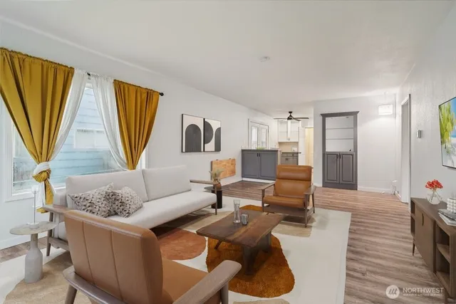 a living room with furniture and a couch