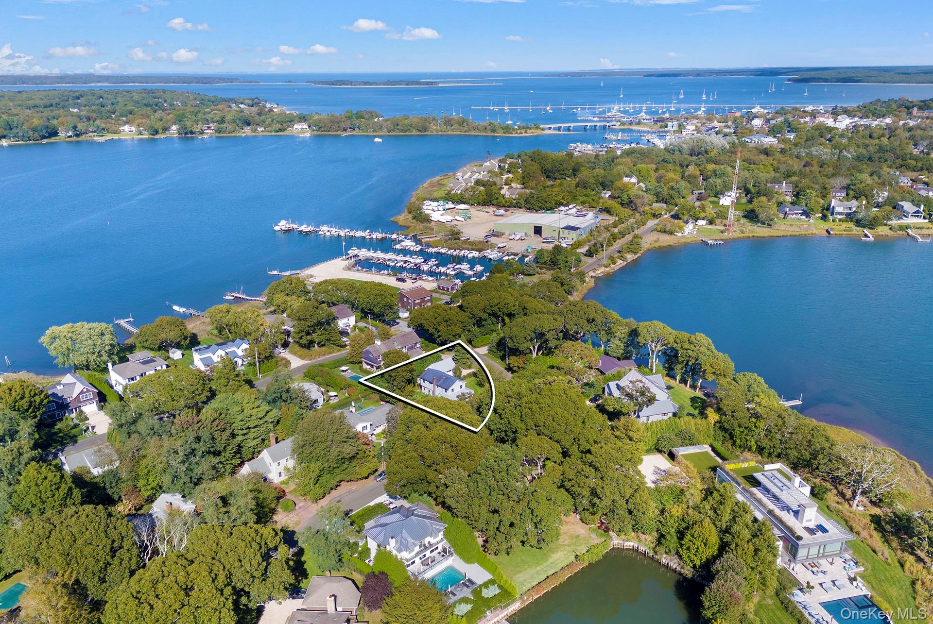 21 Cove Road Sag Harbor, NY 11963 - Photo 37 of 37 Aerial overview of property's location with a large body of water