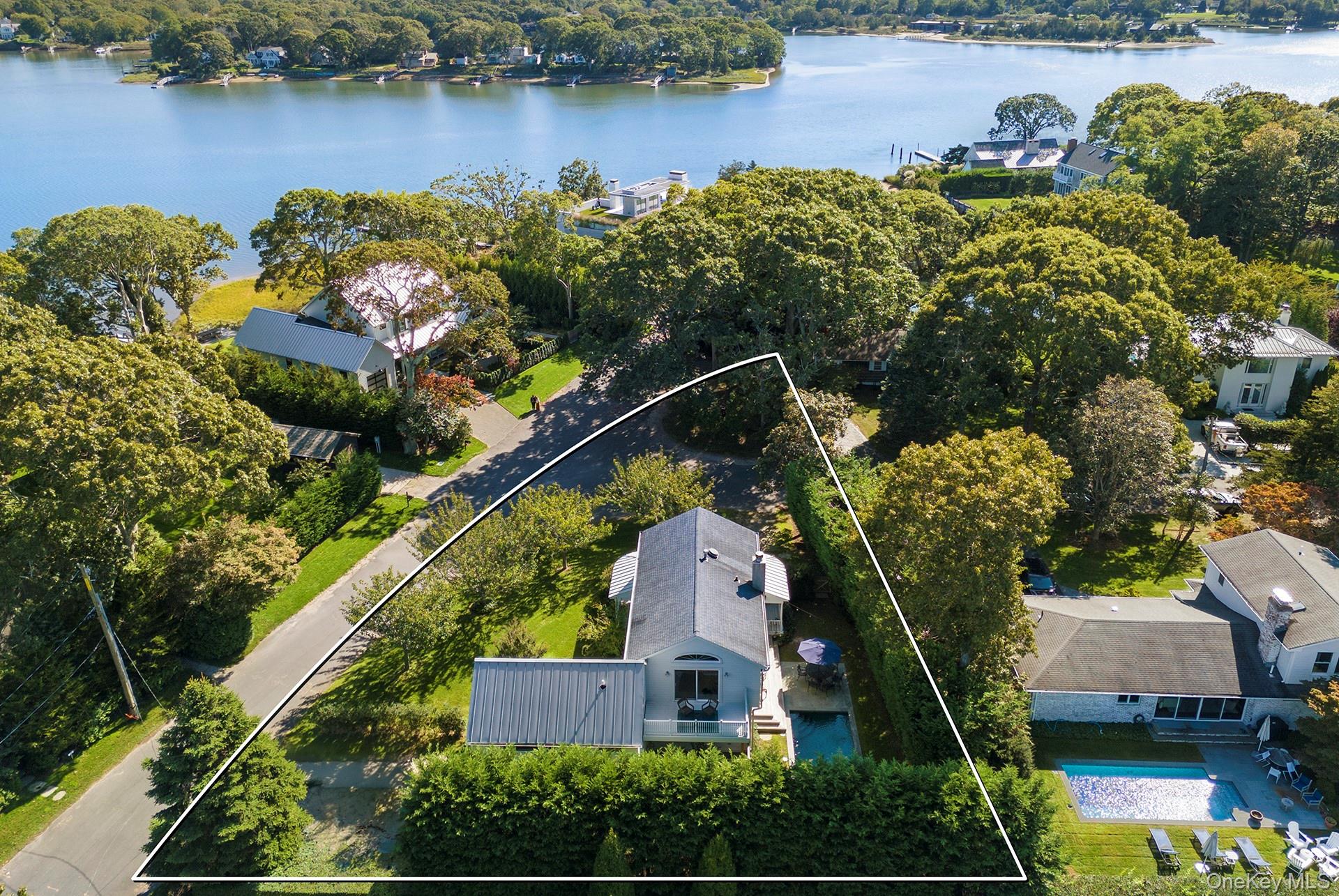 21 Cove Road Sag Harbor, NY 11963 - Photo 7 of 37 View of property location with a large body of water and property boundaries highlighted