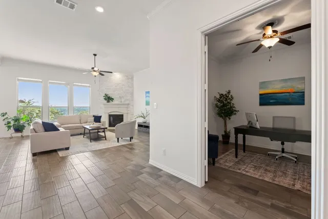 a living room with furniture