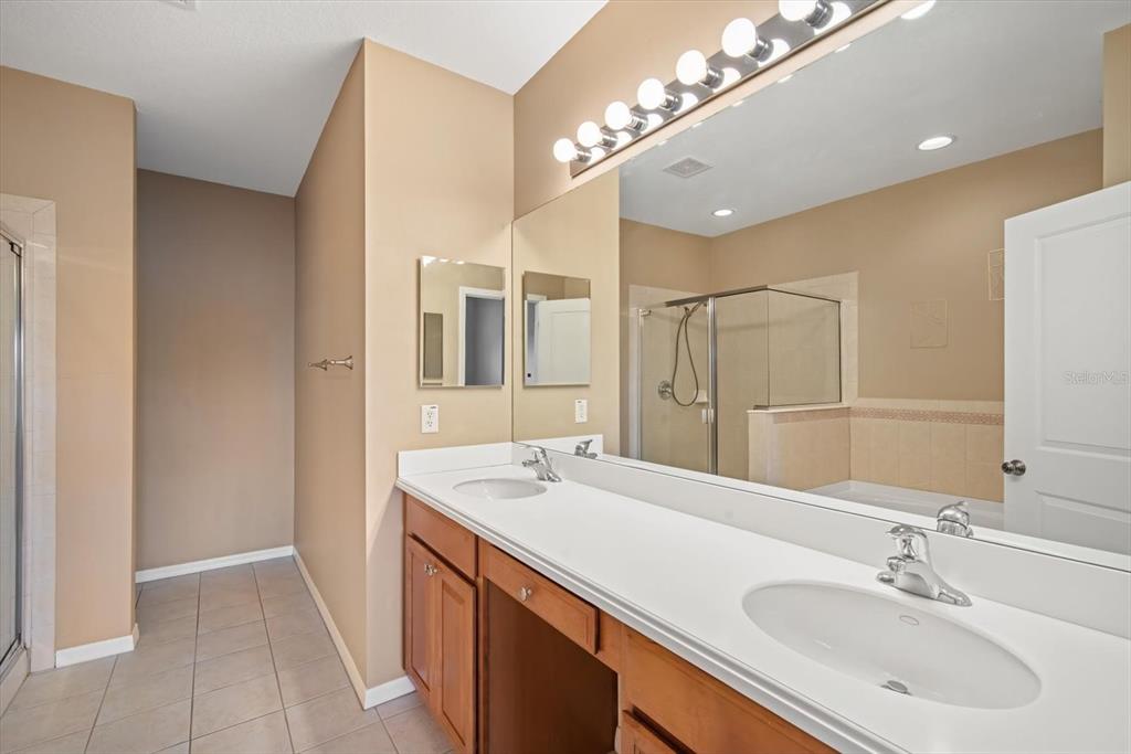 6142 Hadley Commons Drive Riverview, FL 33578 - Photo 18 of 29 a bathroom with a sink double vanity and a mirror