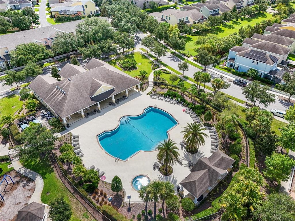 6142 Hadley Commons Drive Riverview, FL 33578 - Photo 24 of 29 an aerial view of house with yard swimming pool and outdoor seating