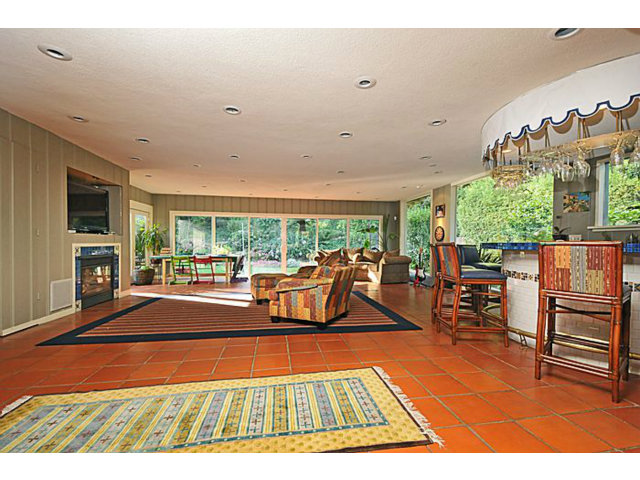 259 Bridge Road Hillsborough, CA 94010 - Photo 7 of 23 a living room with furniture a flat screen tv and floor to ceiling window