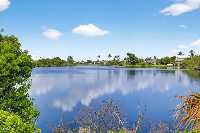 a view of a lake with a outdoor space