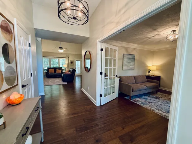 a view of living room and kitchen