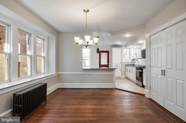 a large windows in a kitchen with a large window