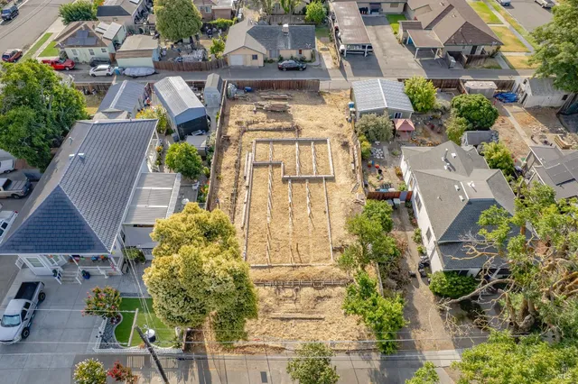 an aerial view of a house