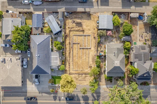 an aerial view of multiple house
