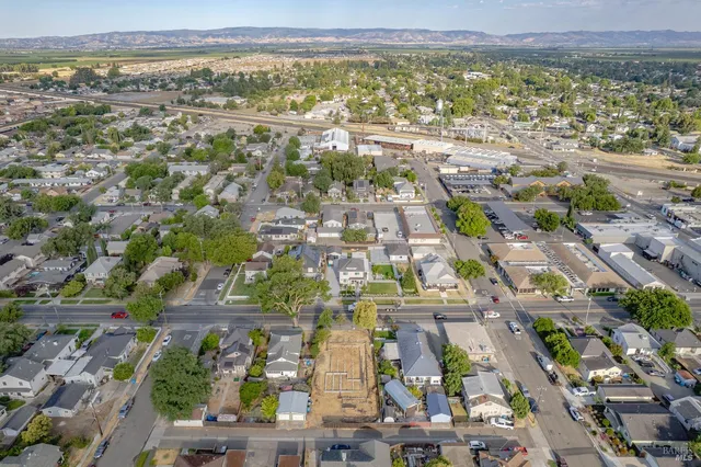 an aerial view of a city