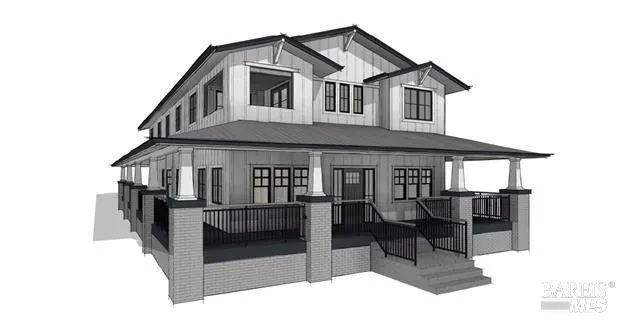 a view of a house with wooden deck