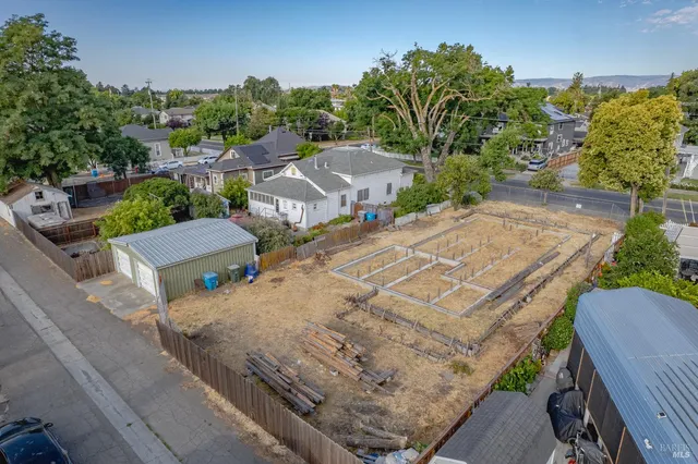 an aerial view of a house
