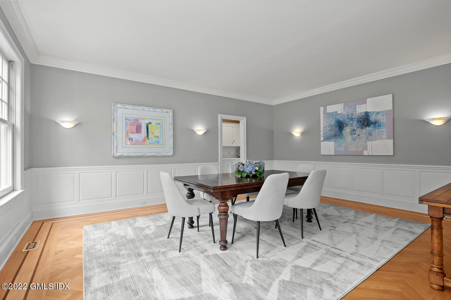 57 Partridge Hollow Road Greenwich, CT 06831 - Photo 14 of 102 a view of a dining room with furniture and wooden floor