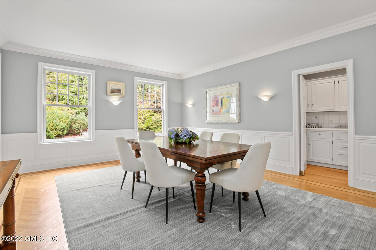 57 Partridge Hollow Road Greenwich, CT 06831 - Photo 17 of 102 a view of a dining room with furniture and wooden floor