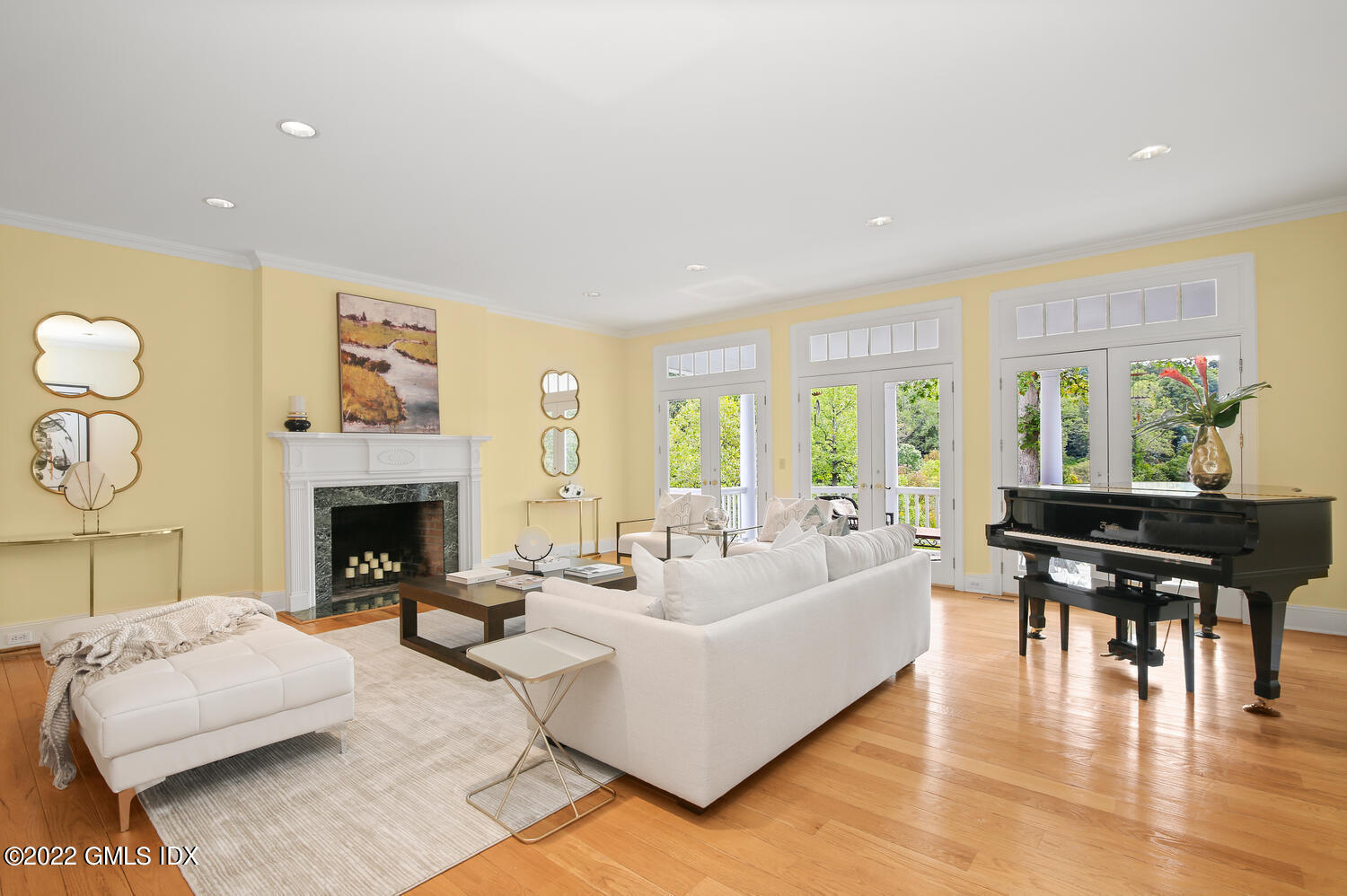 57 Partridge Hollow Road Greenwich, CT 06831 - Photo 8 of 102 a living room with furniture fireplace and a large window