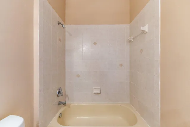 a bathroom with a bathtub