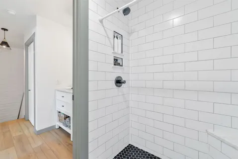 a bathroom with a shower