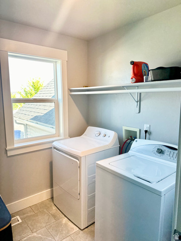 1148 290 South Logan, UT 84321 - Photo 31 of 34 Utility room with tile flooring, a window, and shelving