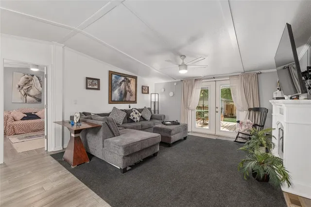 a living room with furniture and a couch