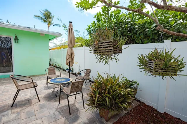 a view of a backyard with a garden